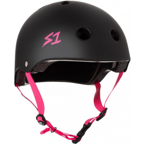 S-ONE LIFER HELMET - BLACK MATTE W/ PINK STRAPS - M