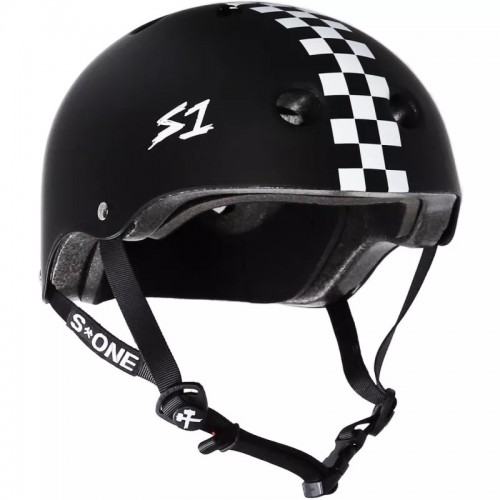 S-ONE HELMET LIFER BLACK MATTE WITH CHECKERS L