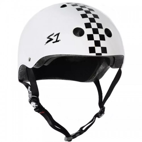 S-ONE HELMET MEGA LIFER WHITE WITH CHECKERS L